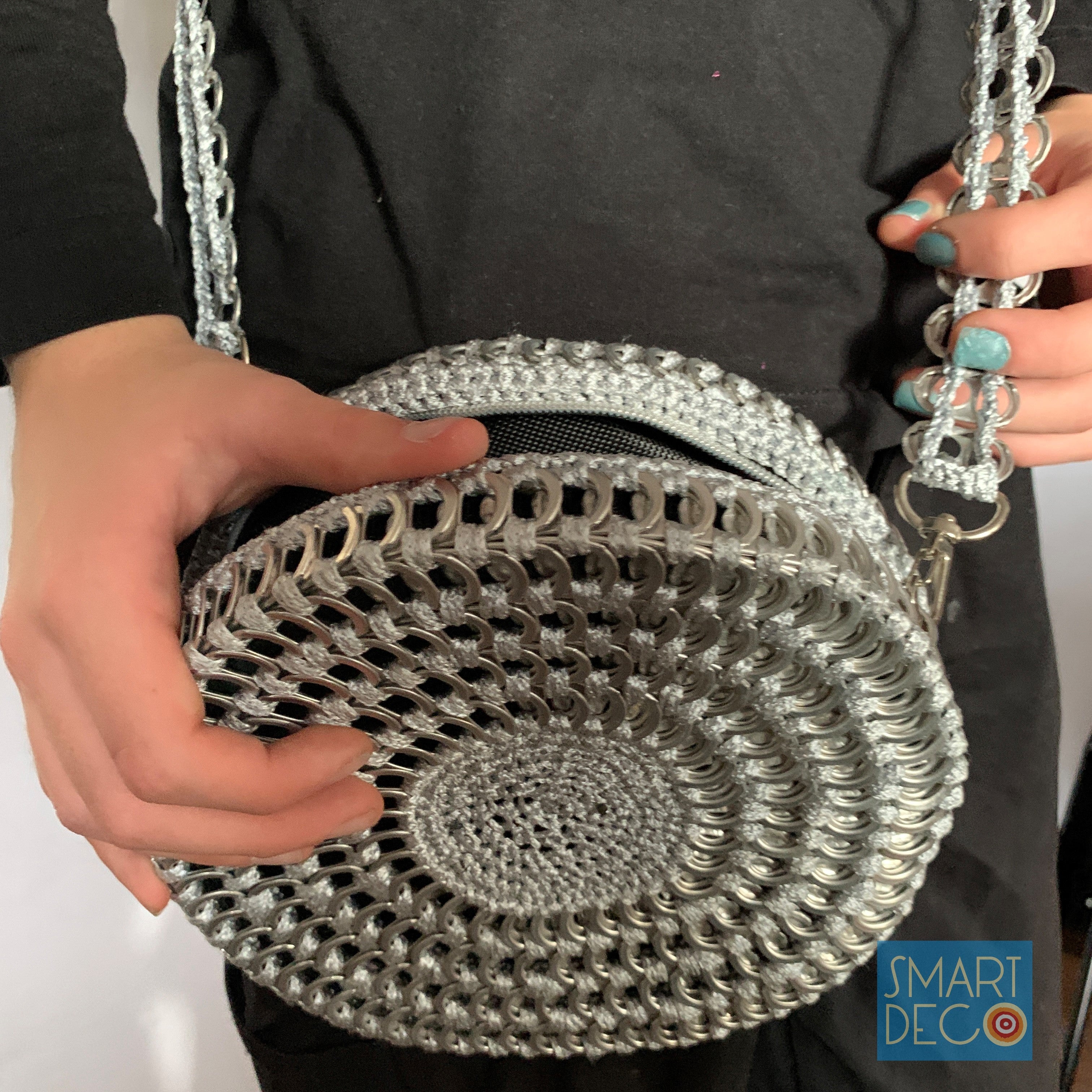 Soda Pop Daisy Chain Bag - Handmade with Metallic Silver Ring-Pulls