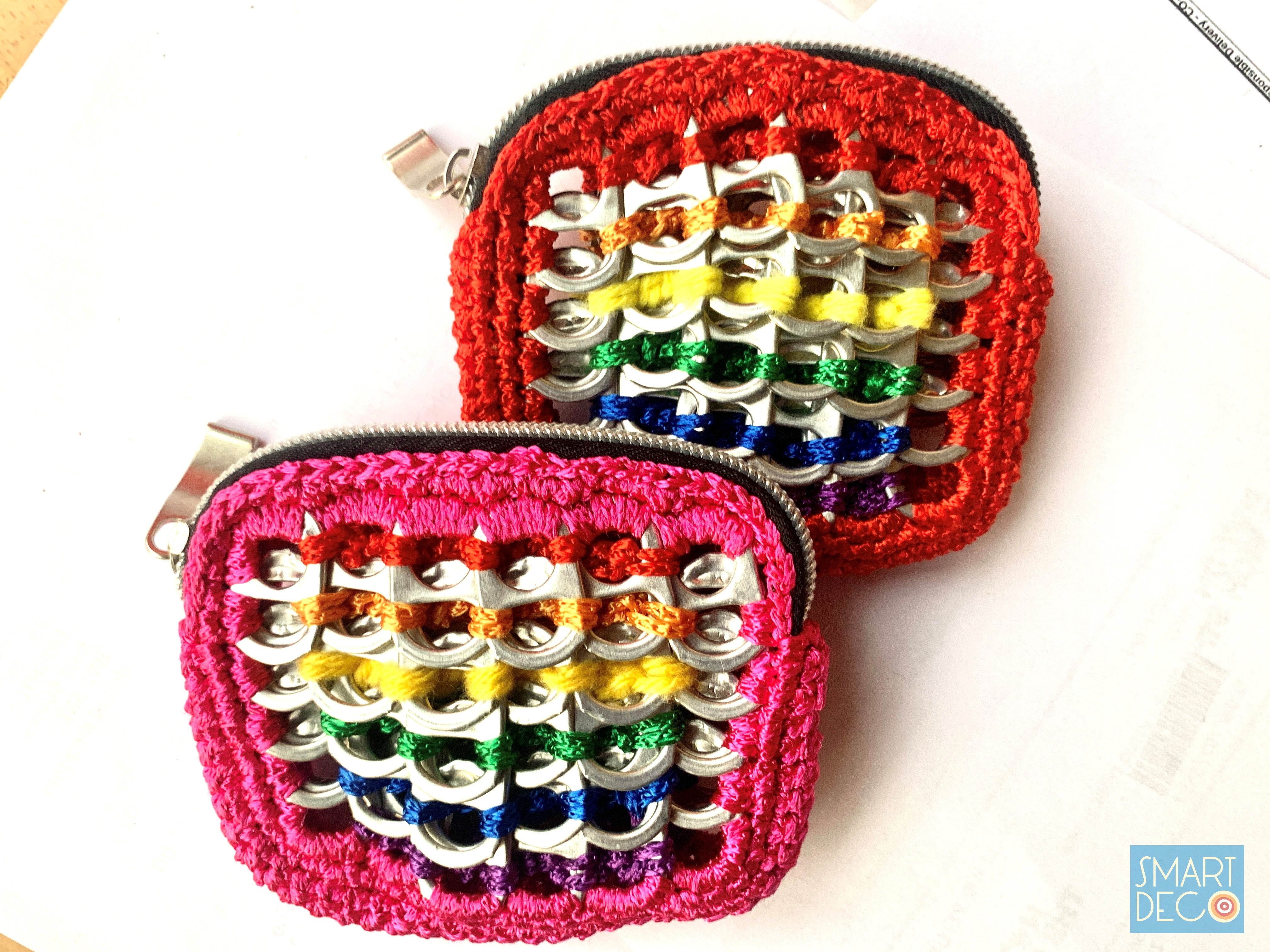 Soda Pop Purse Crocheted Silver Ring-Pulls