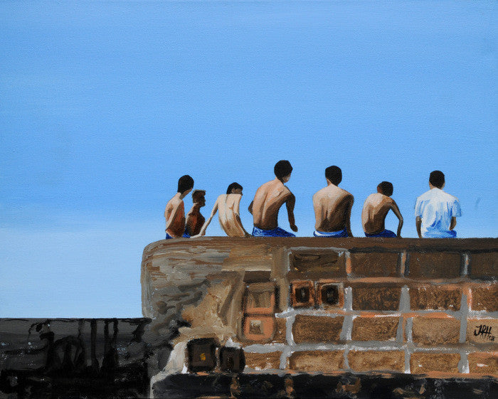 Painting - The Lads (SOLD) Smart Deco Homeware Lighting and Art by Jacqueline hammond