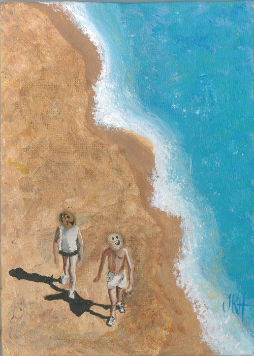 Original Painting - A Little Piece of the Beach - 1st Pebble Heads Smart Deco Homeware Lighting and Art by Jacqueline hammond