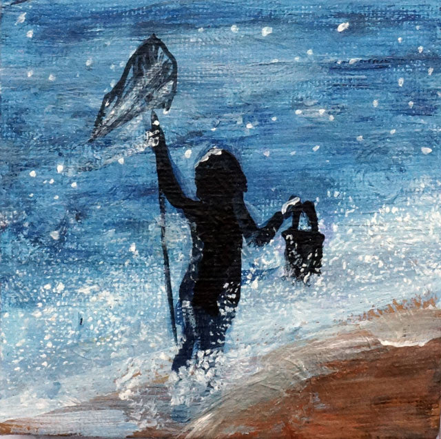 Original Painting - Baby Square - Girl With Net (SOLD) Smart Deco Homeware Lighting and Art by Jacqueline hammond