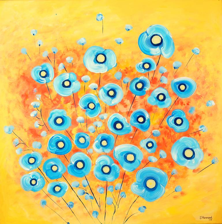 Forget-me-not Blues Burst (SOLD) Smart Deco Homeware Lighting and Art by Jacqueline hammond