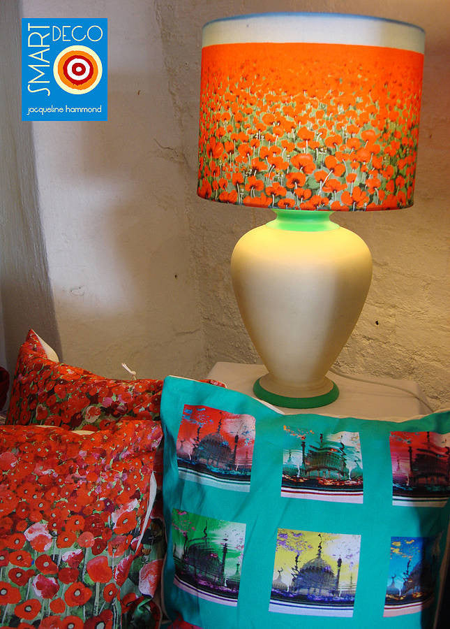 Lampshade - Poppy Blue Sky Art Print Smart Deco Homeware Lighting and Art by Jacqueline hammond