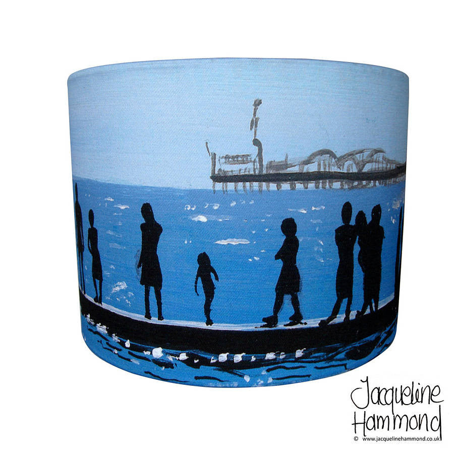 The Groyne Series - Lampshade - Seaside Print Drum Smart Deco Homeware Lighting and Art by Jacqueline hammond