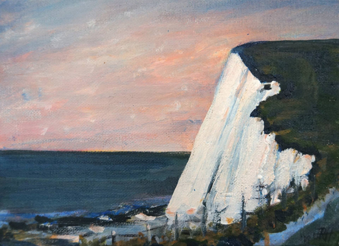Original Painting - Whitecliffs Dusk Light at Sunset Smart Deco Homeware Lighting and Art by Jacqueline hammond