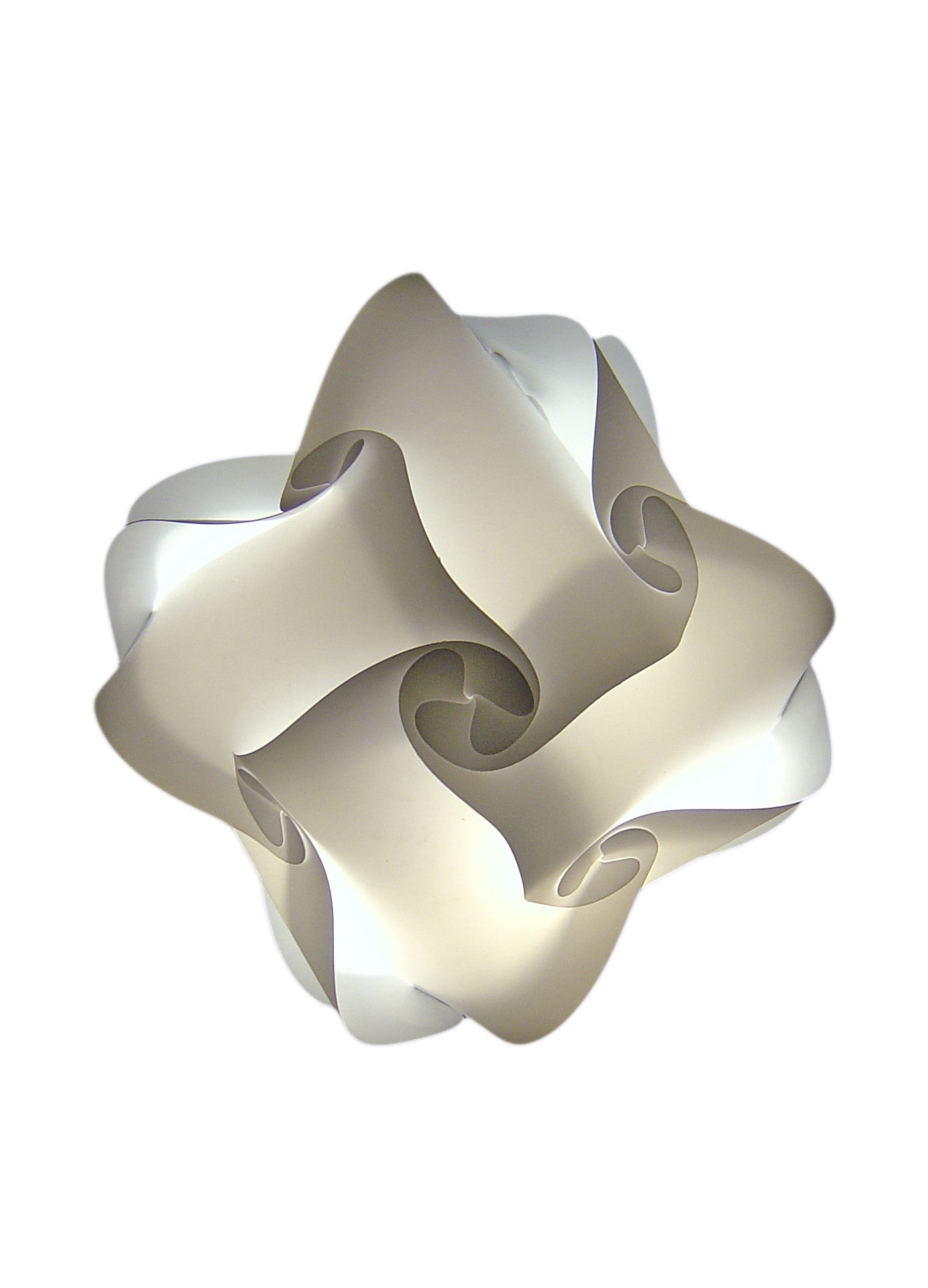 Elegant modern white ceiling lampshade with sculptural folded design.