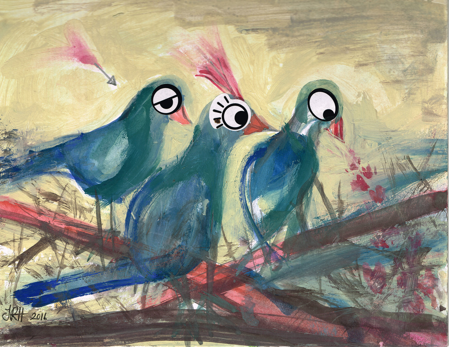 Love Pigeons Painting- Sitting on the Fence Smart Deco Homeware Lighting and Art by Jacqueline hammond