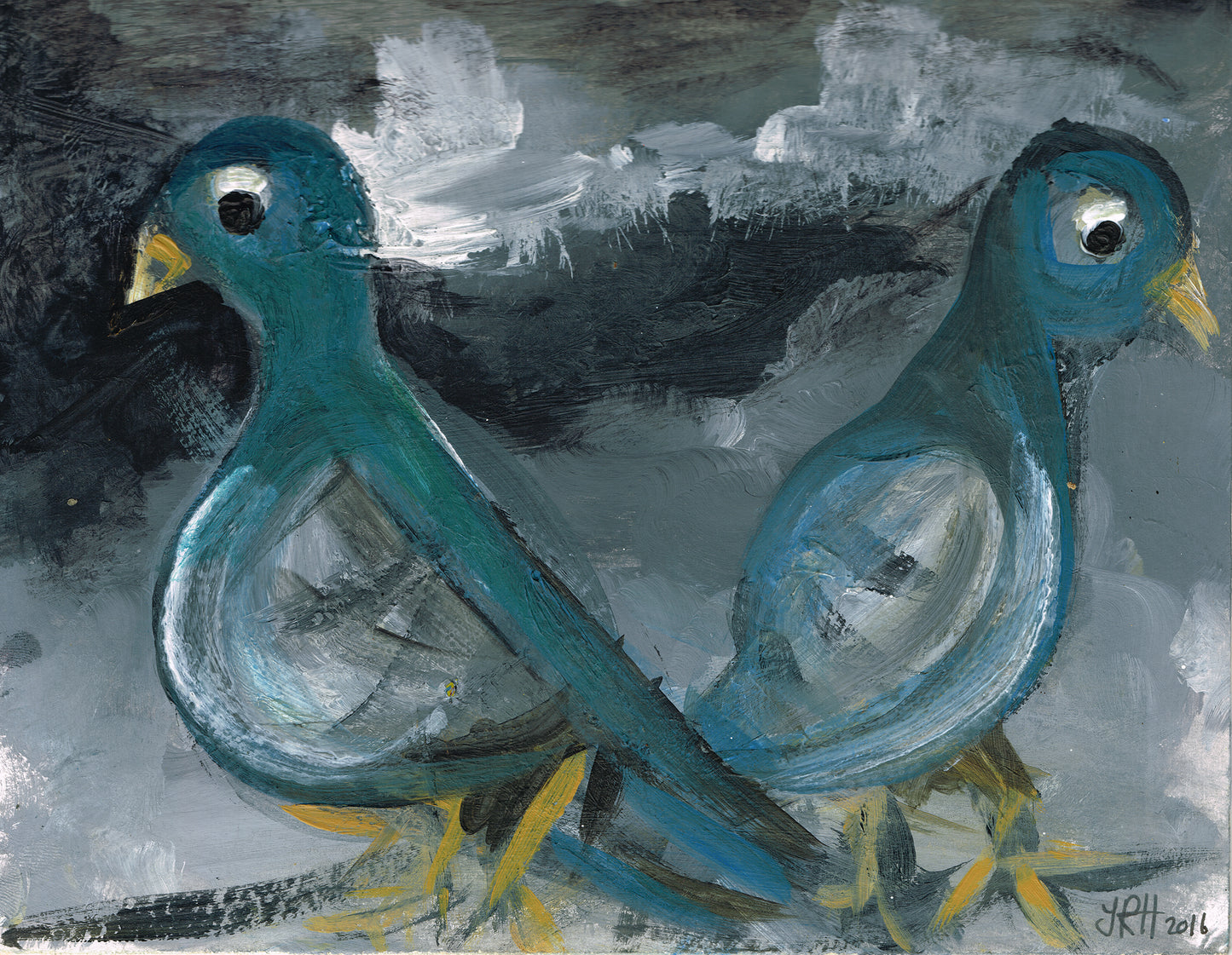 Love Pigeons Painting - Lovers Tiff Smart Deco Homeware Lighting and Art by Jacqueline hammond
