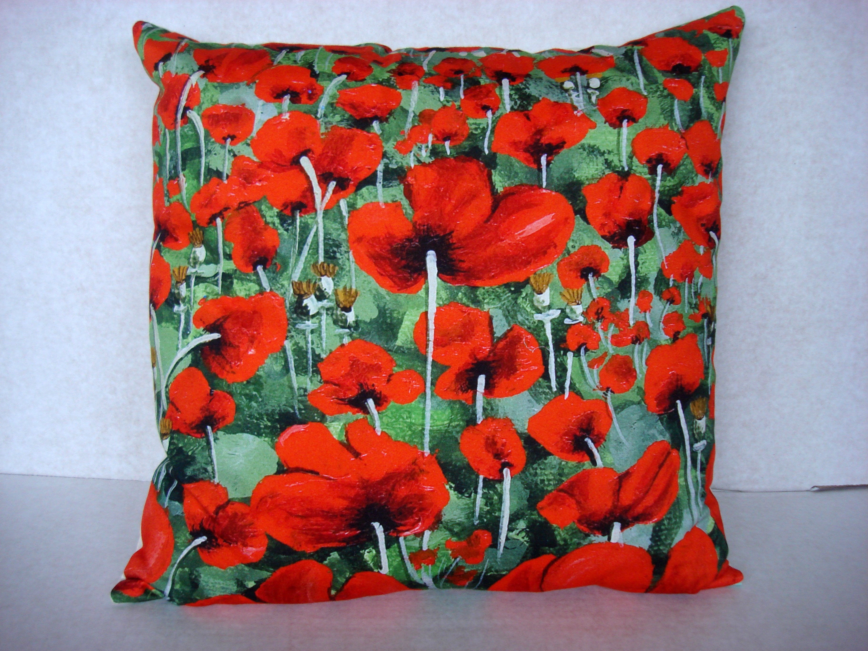 Luxury Cushion Cover - Blowing Poppies Red  Smart Deco Homeware Lighting and Art by Jacqueline hammond
