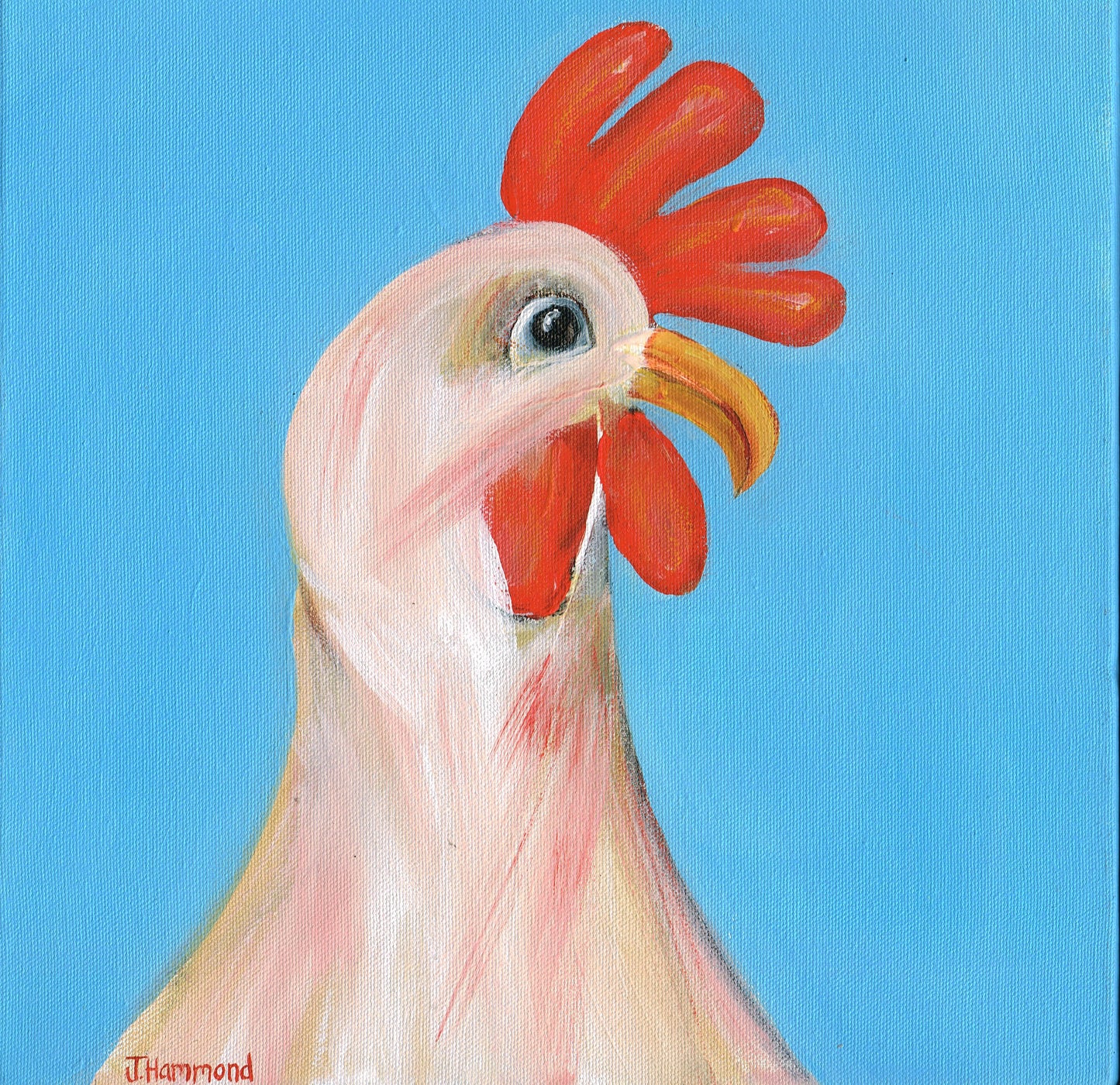 Techno Chicken - Bird Portrait Painting Smart Deco Homeware Lighting and Art by Jacqueline hammond