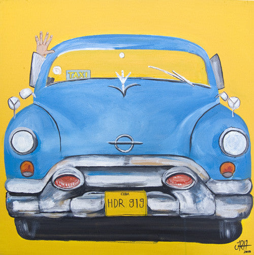 Blue Taxi - Havana, Cuba Smart Deco Homeware Lighting and Art by Jacqueline hammond