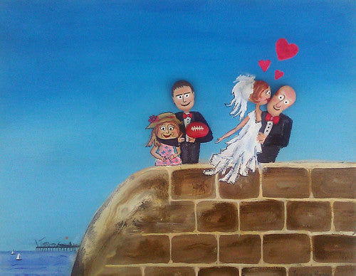 Pebble Head Portrait Commission - Caroline & Alan's Wedding Smart Deco Homeware Lighting and Art by Jacqueline hammond