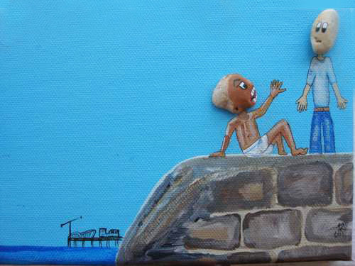 The Pebble Heads - Getting Sunstroke Smart Deco Homeware Lighting and Art by Jacqueline hammond