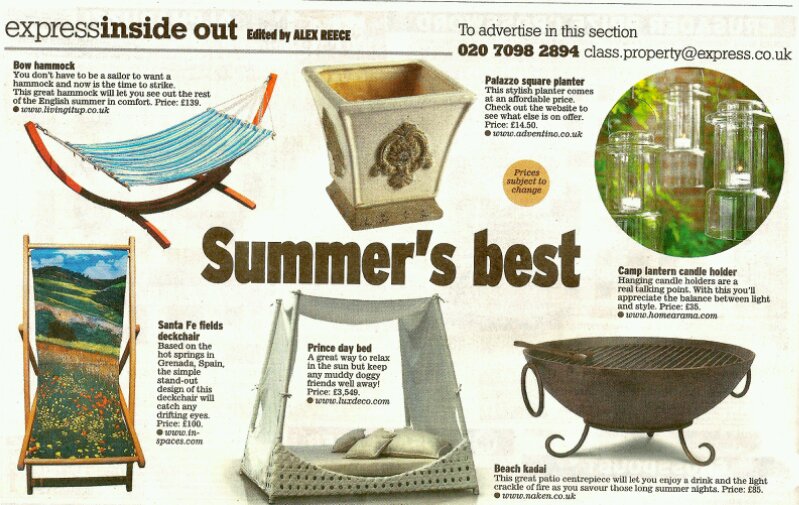 Smart Deco Deckchair in the Daily Express Newspaper / Scottish Daily Press - 25th June 2014