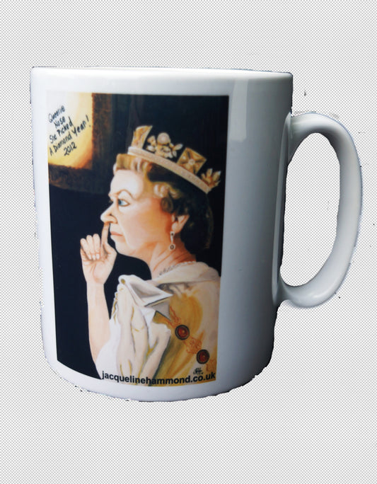 Queens Jubilee Mug by British artist Jacqueline Hammond as discussed on BBC Radio Sussex