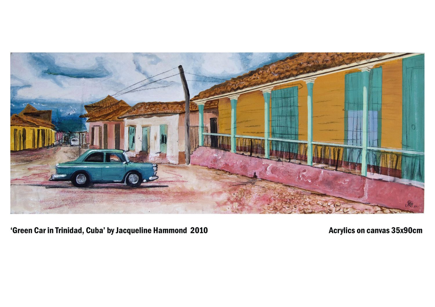 Vibrant Caribbean Scene - Colorful Buildings and Classic Car