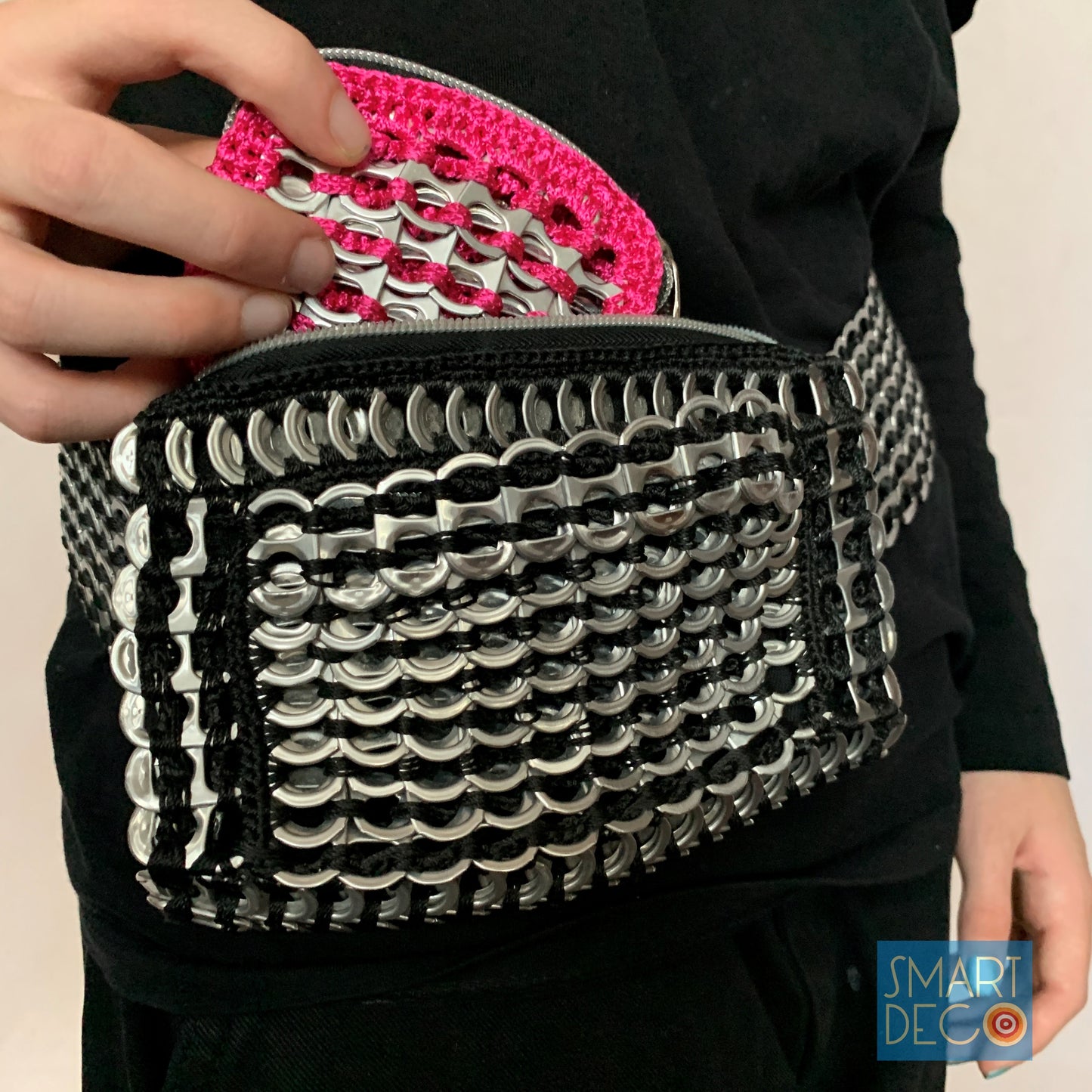 Soda Pop Metallic Silver Ring-Pulls Bum Bag