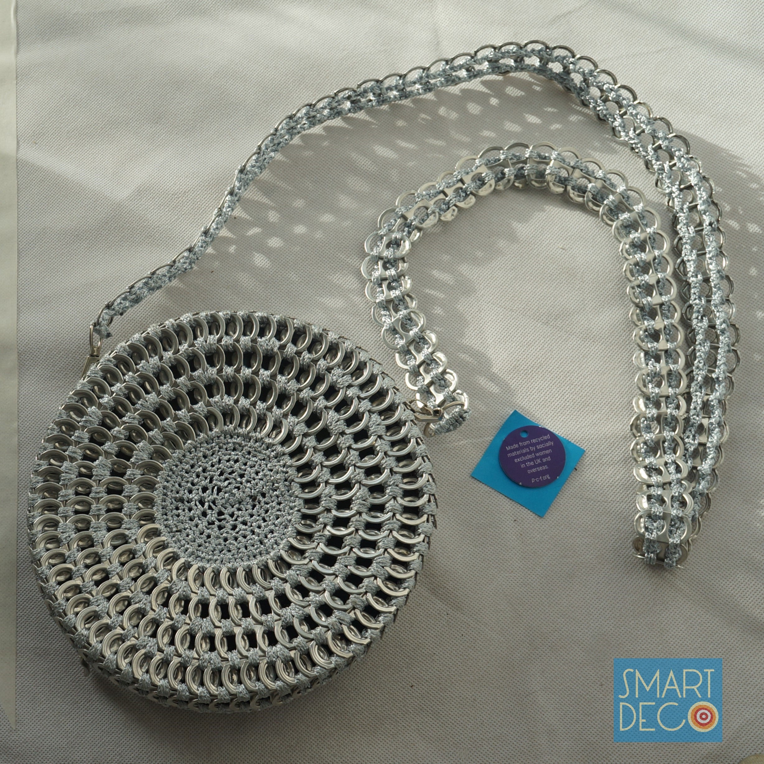 Soda Pop Daisy Chain Bag - Handmade with Metallic Silver Ring-Pulls