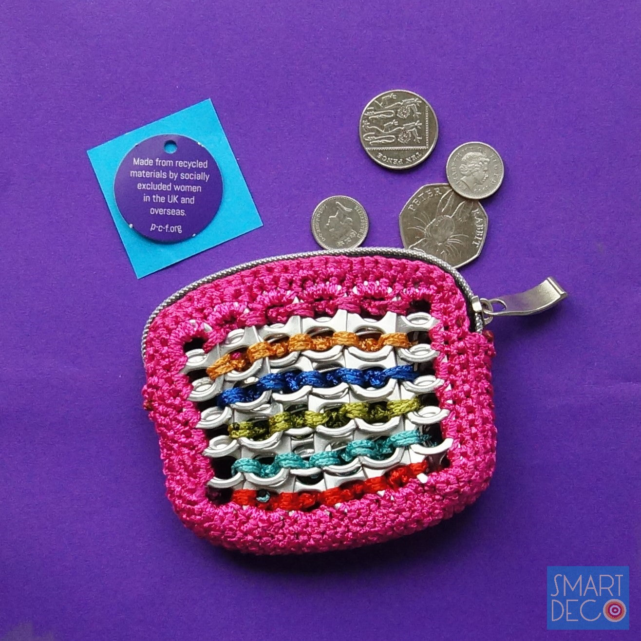 Soda Pop Purse Crocheted Silver Ring-Pulls