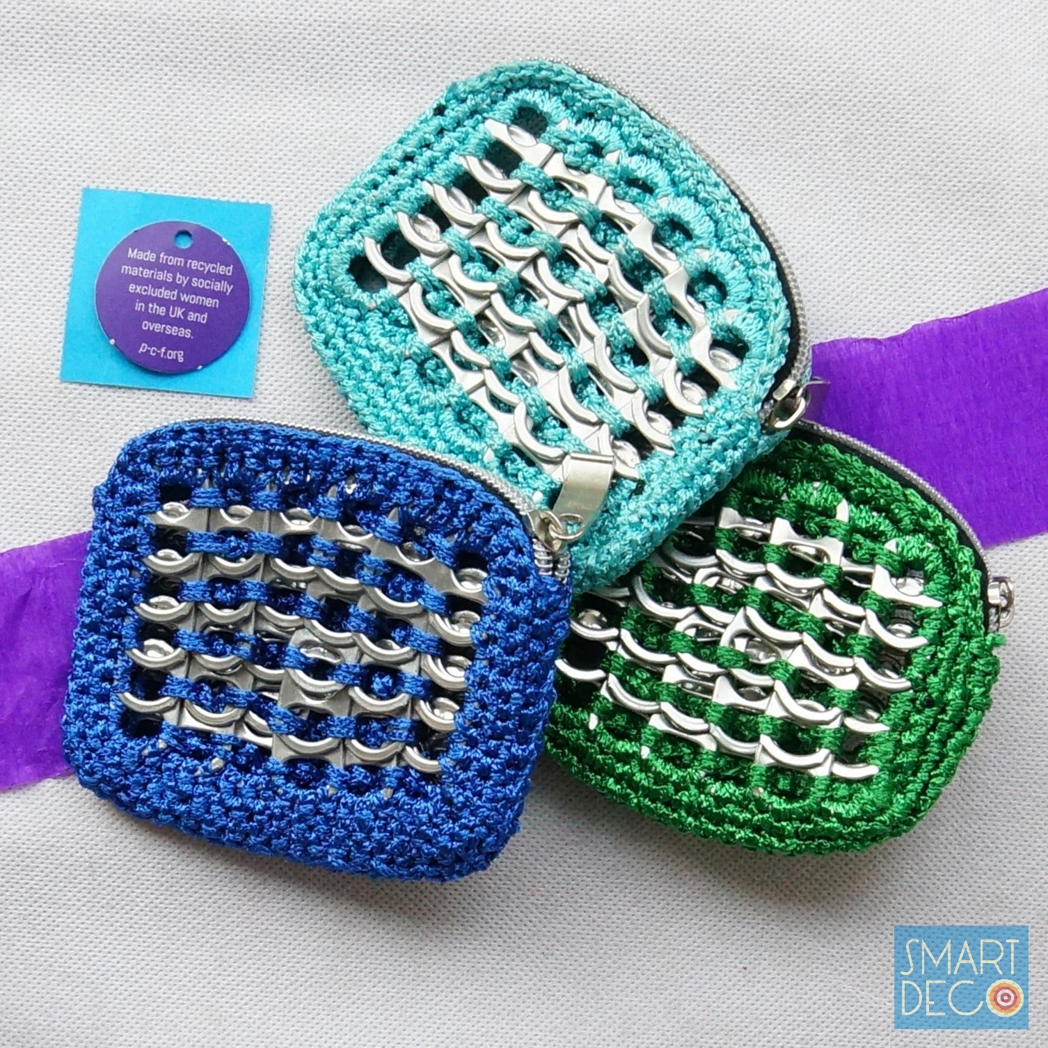 Soda Pop Purse Crocheted Silver Ring-Pulls