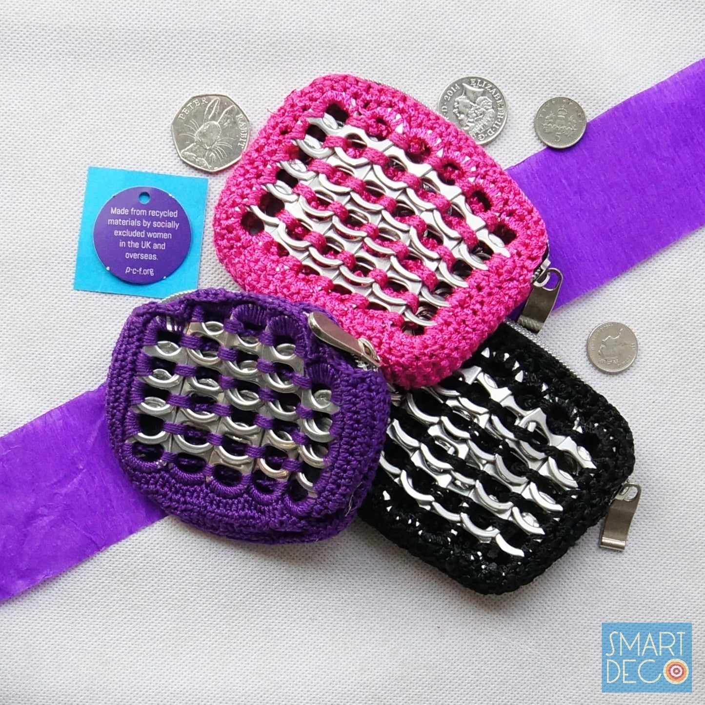 Soda Pop Purse Crocheted Silver Ring-Pulls