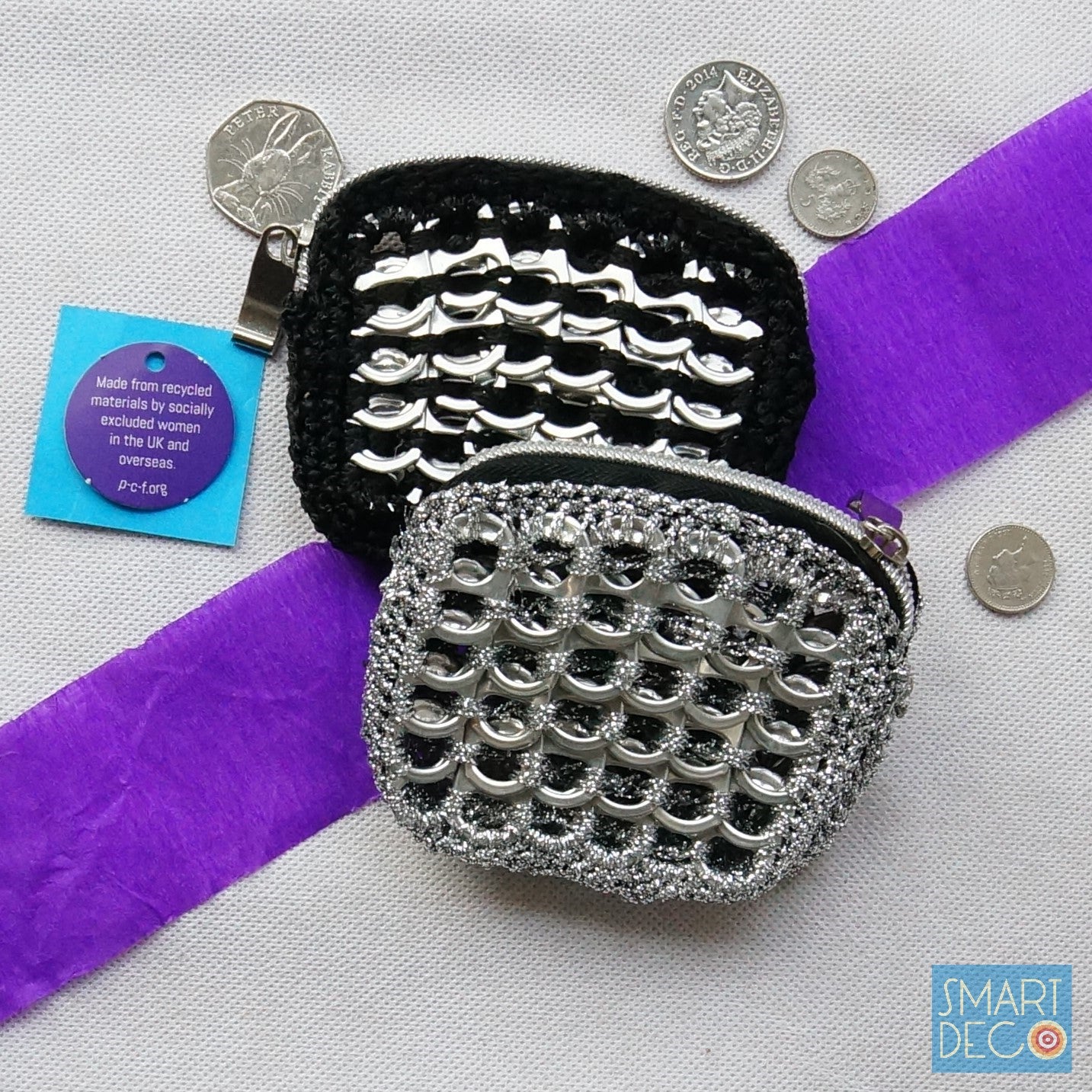 Soda Pop Purse Crocheted Silver Ring-Pulls