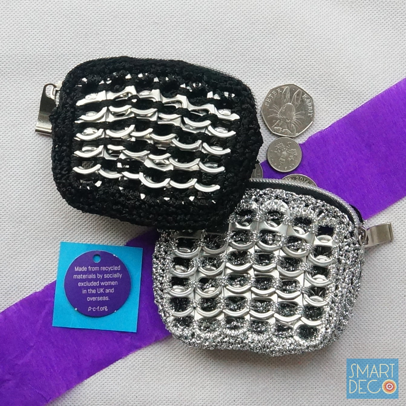 Soda Pop Purse Crocheted Silver Ring-Pulls