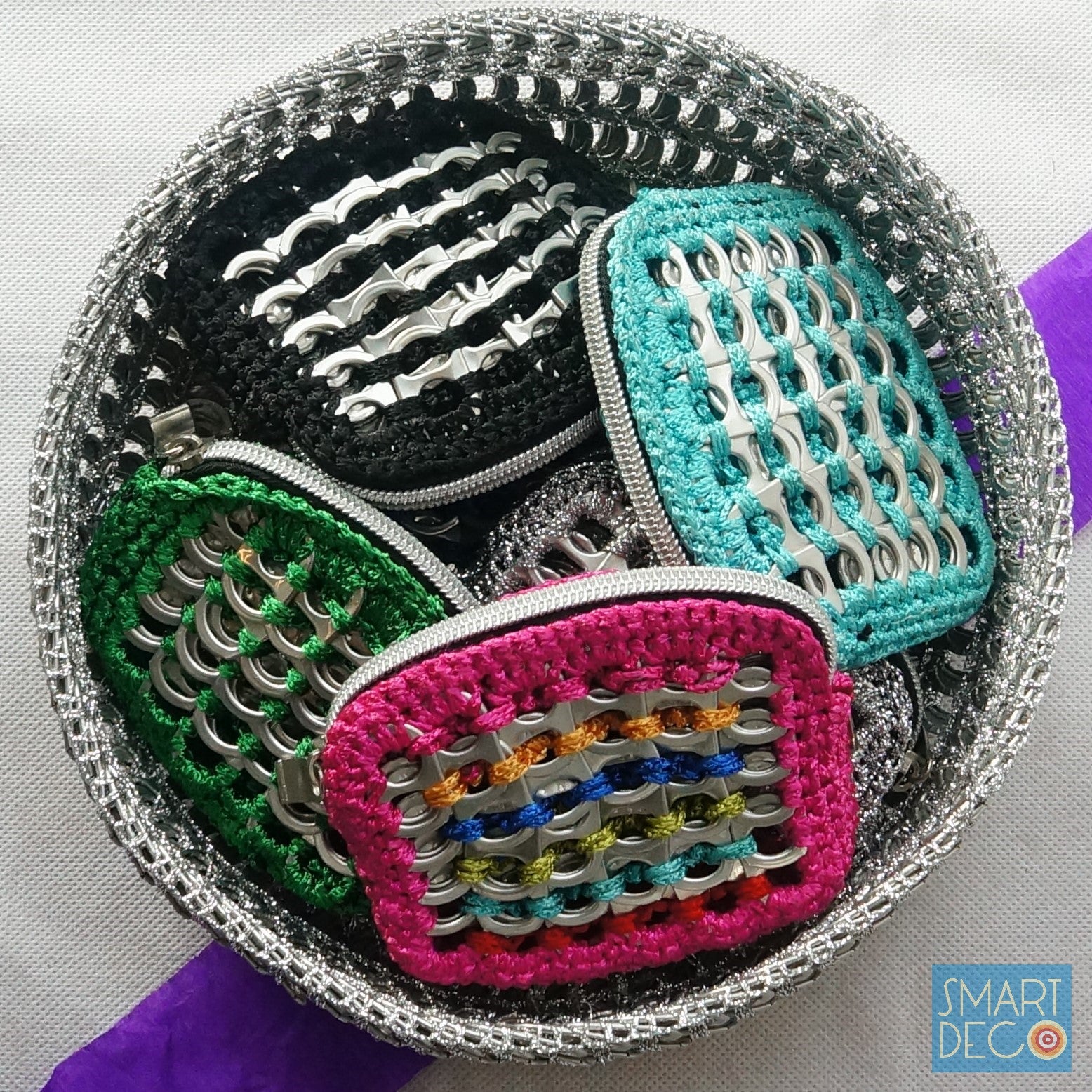 Soda Pop Purse Crocheted Silver Ring-Pulls