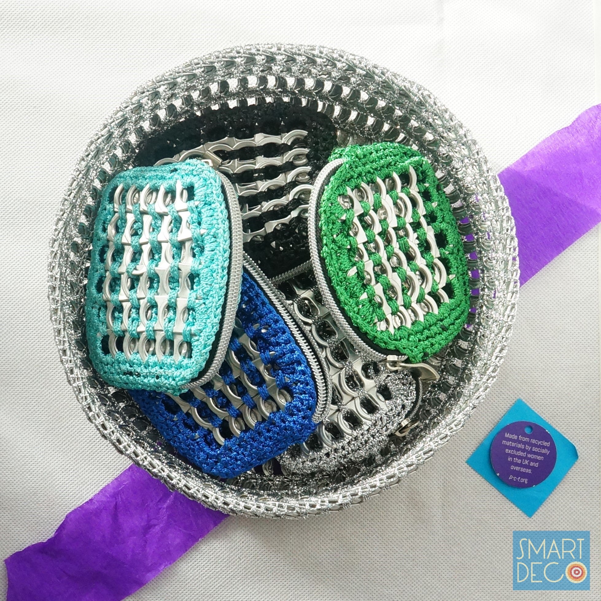 Soda Pop Purse Crocheted Silver Ring-Pulls