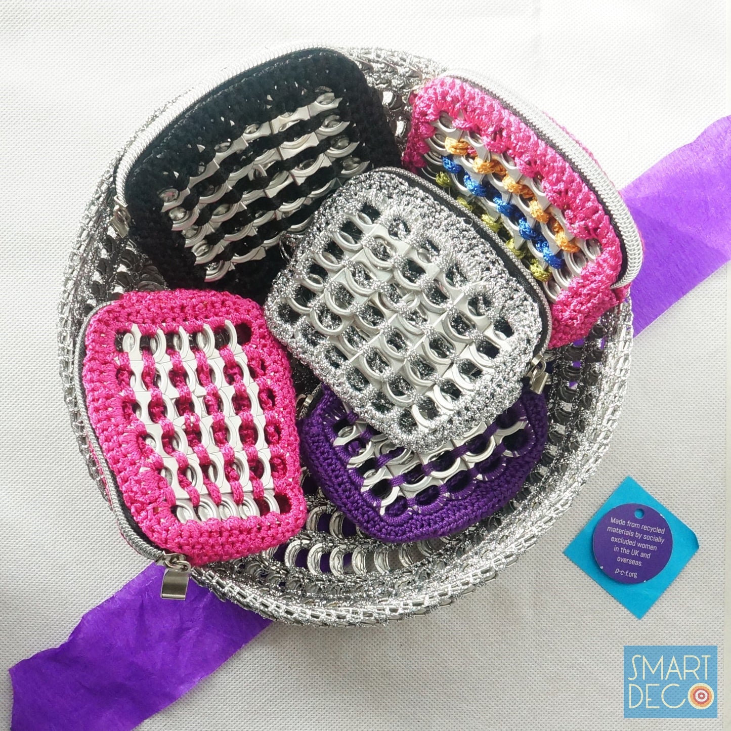 Soda Pop Purse Crocheted Silver Ring-Pulls