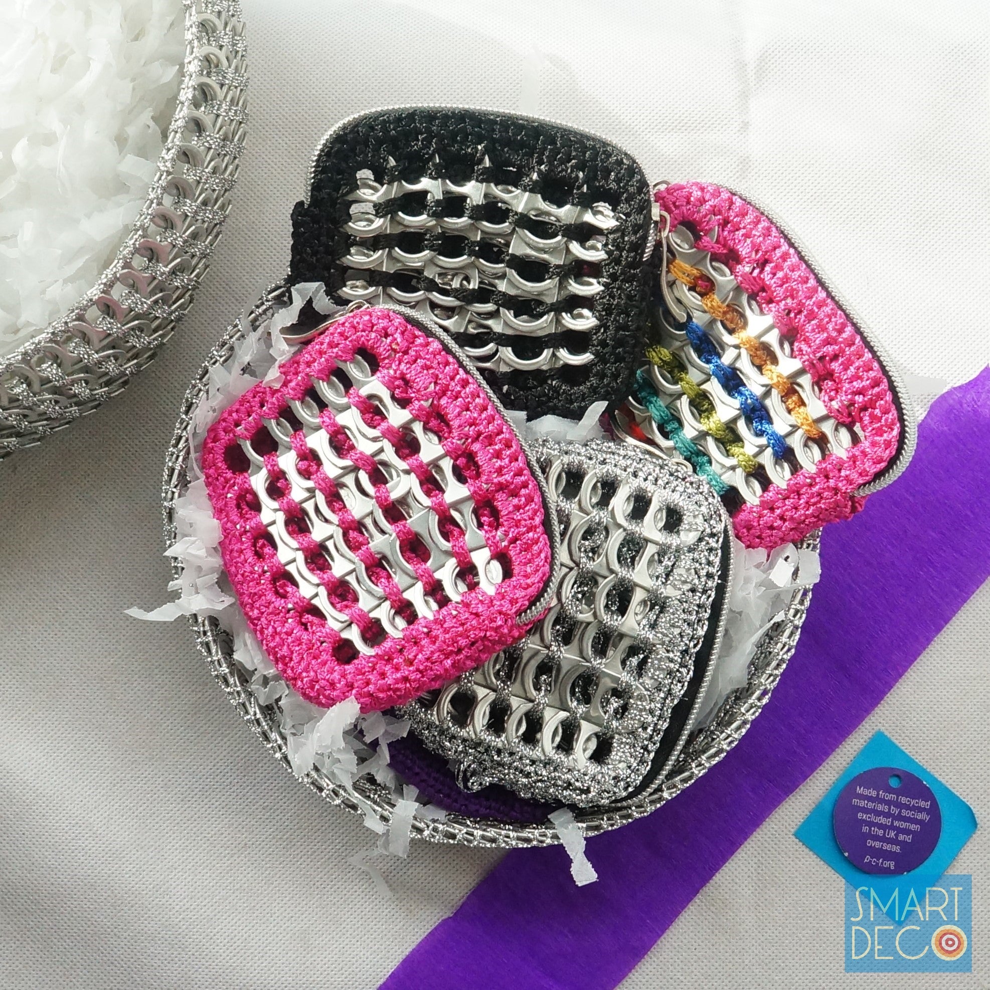 Soda Pop Purse Crocheted Silver Ring-Pulls