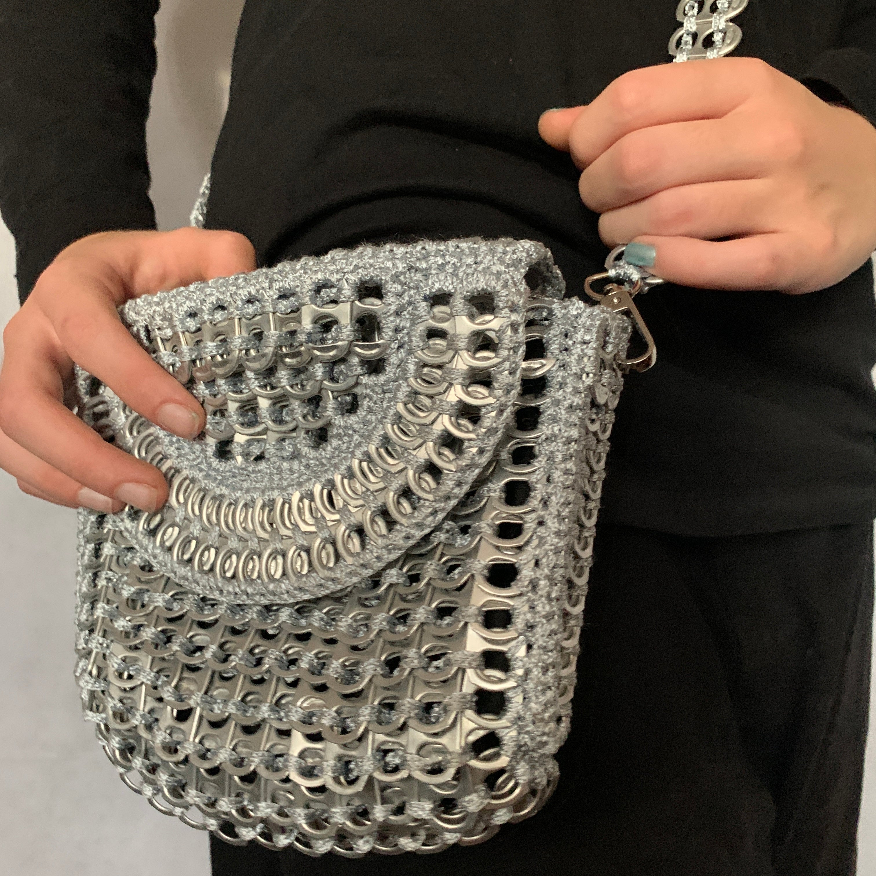 Metal Mickey Bag by Soda Pop - Handmade with Crocheted Ring-Pulls