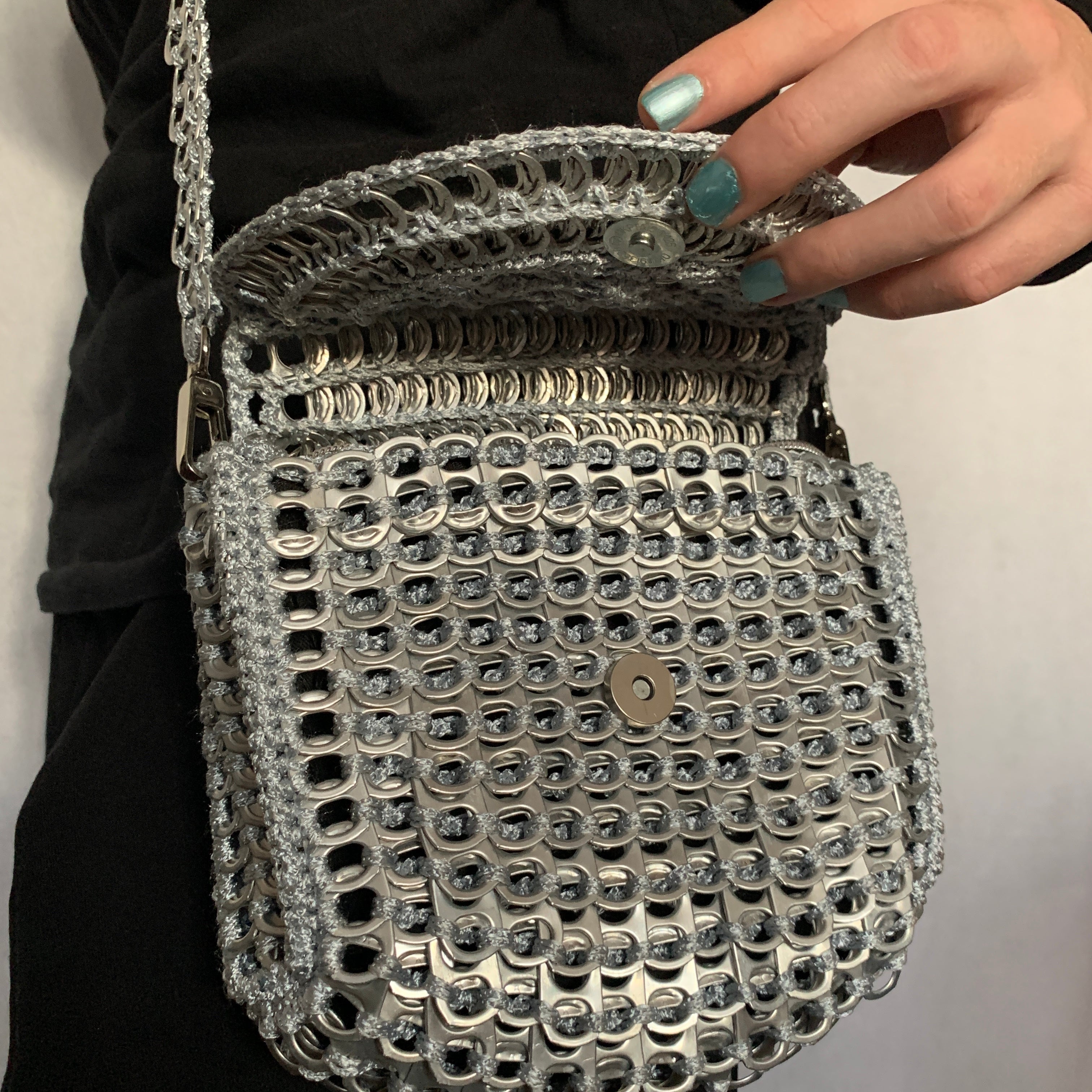 Metal Mickey Bag by Soda Pop - Handmade with Crocheted Ring-Pulls