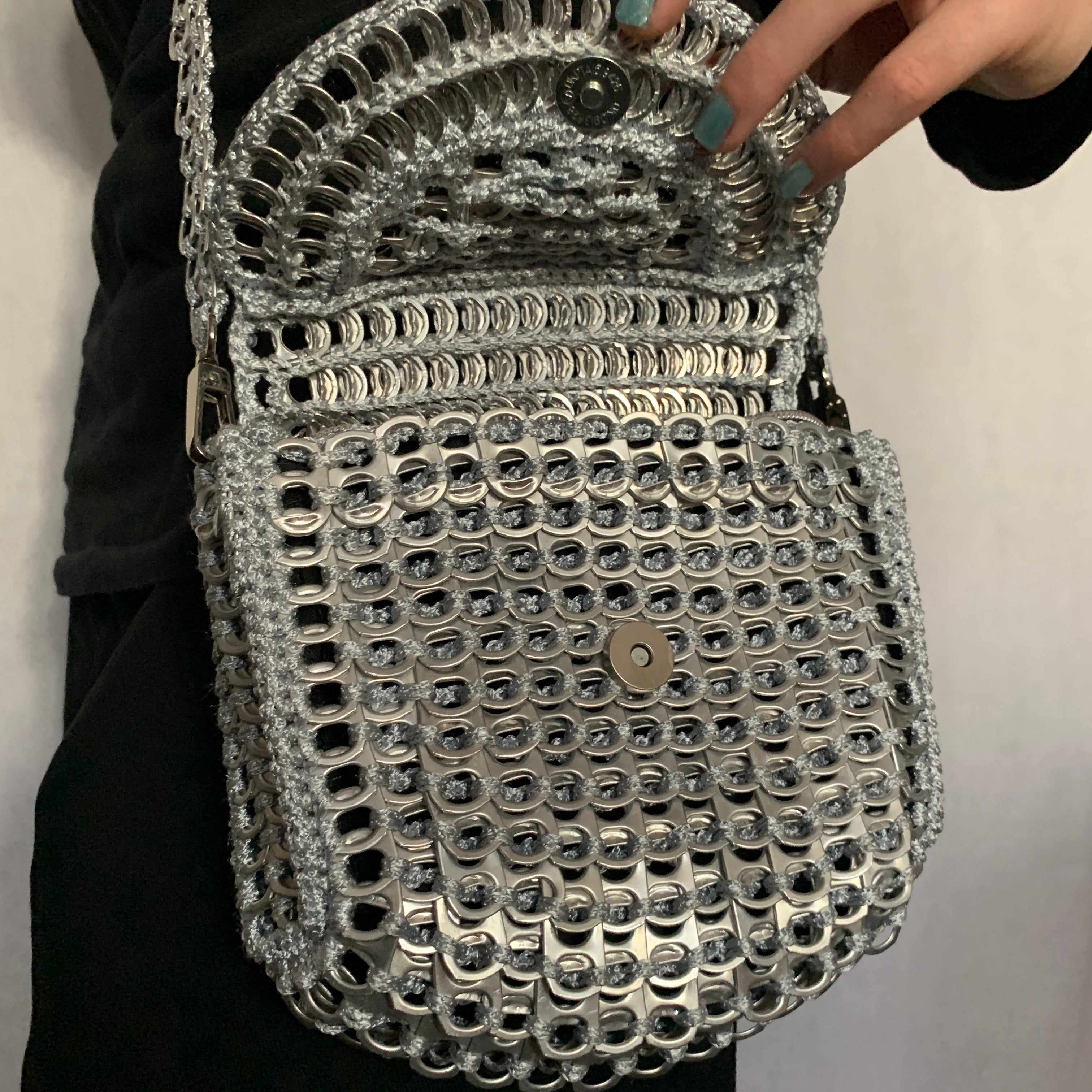 Metal Mickey Bag by Soda Pop - Handmade with Crocheted Ring-Pulls