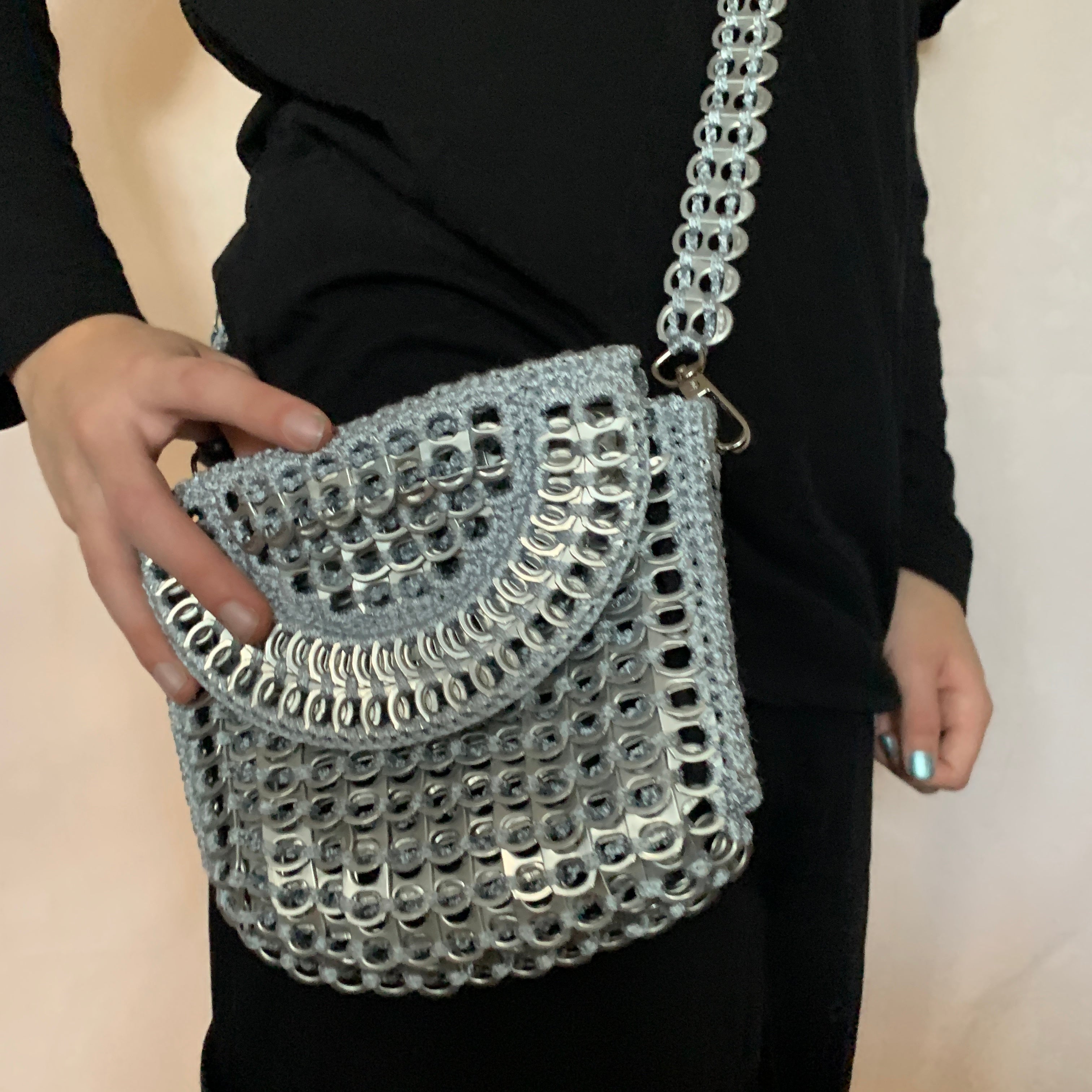 Metal Mickey Bag by Soda Pop - Handmade with Crocheted Ring-Pulls