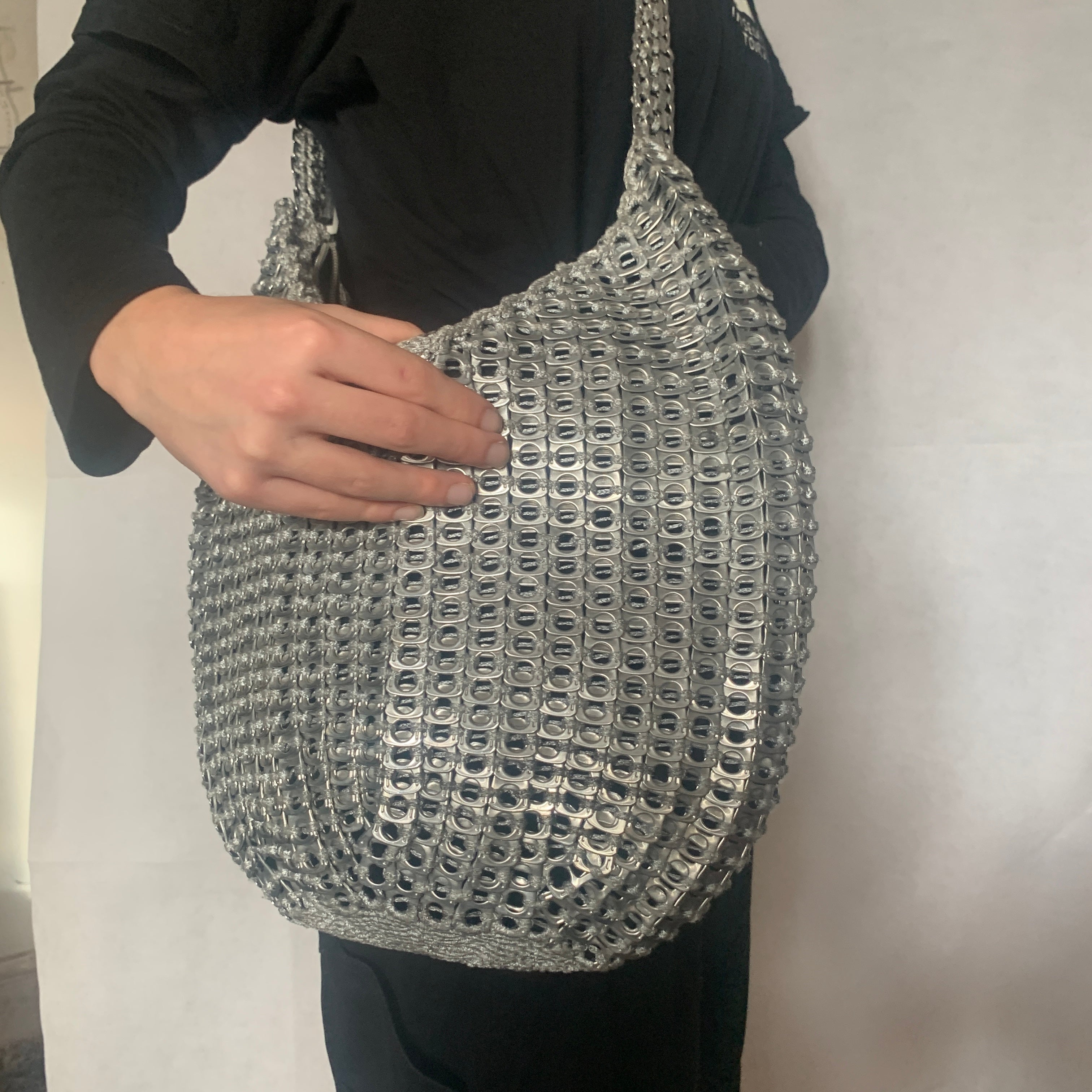 Silver Skye Shoulder Bag by Soda Pop - Handmade with Metallic Upcycled Ring-Pulls