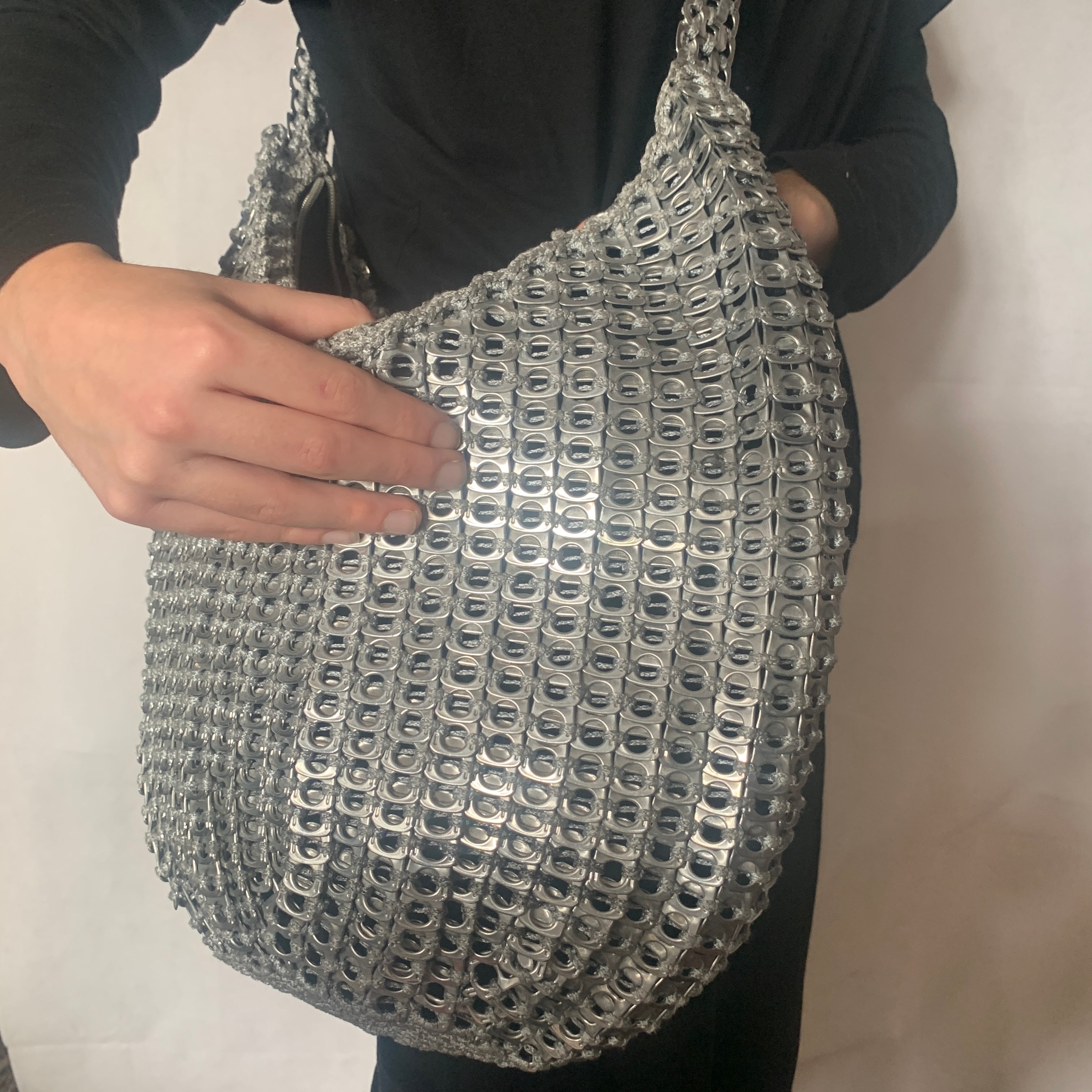 Silver Skye Shoulder Bag by Soda Pop - Handmade with Metallic Upcycled Ring-Pulls