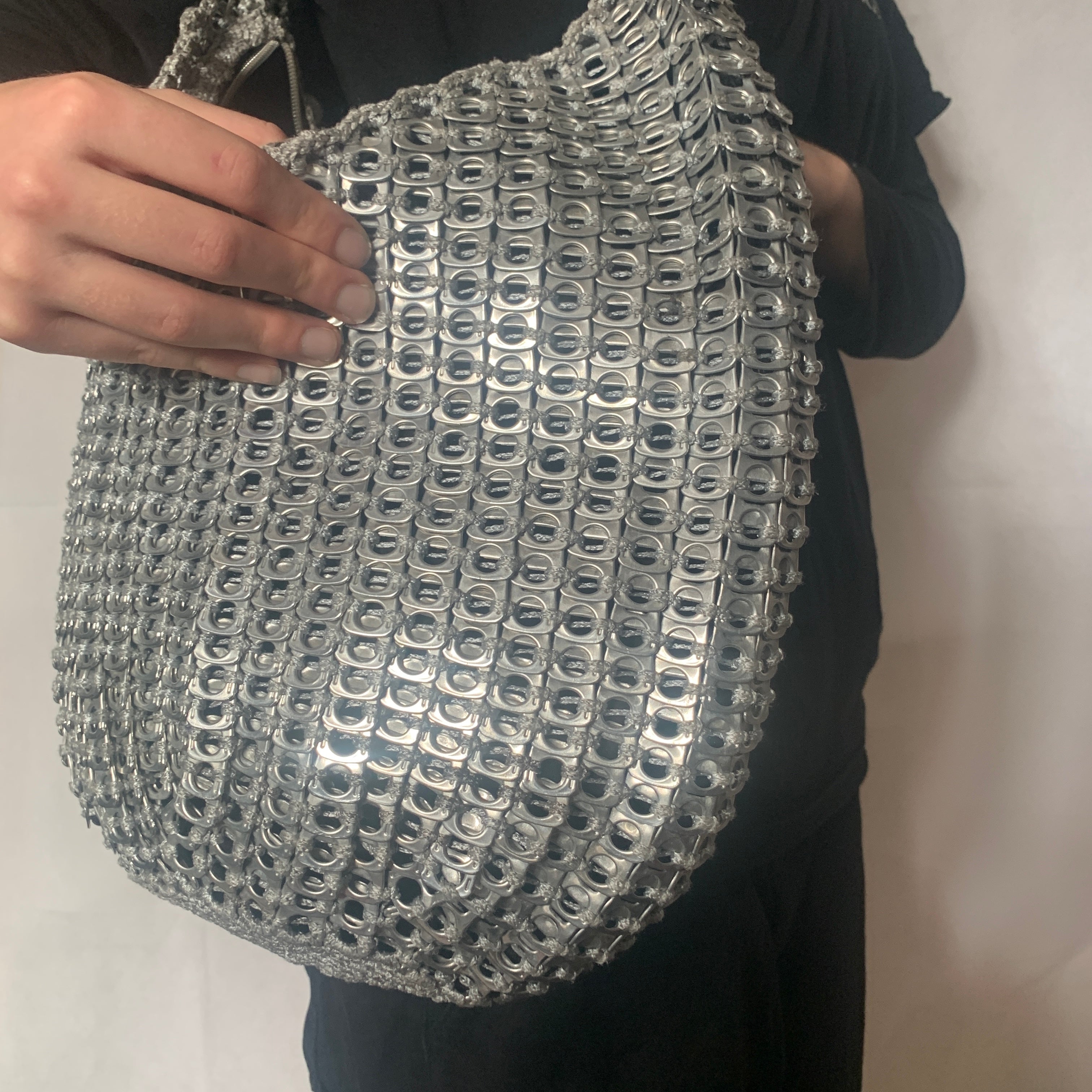 Silver Skye Shoulder Bag by Soda Pop - Handmade with Metallic Upcycled Ring-Pulls