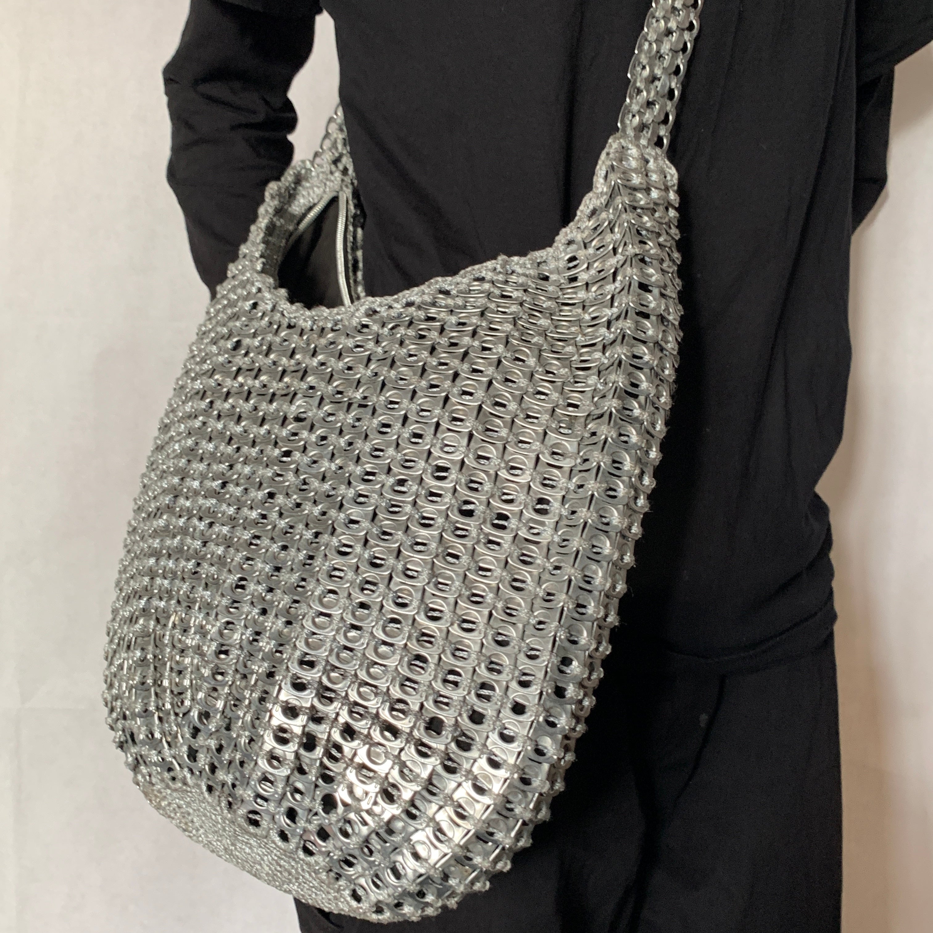 Silver Skye Shoulder Bag by Soda Pop - Handmade with Metallic Upcycled Ring-Pulls