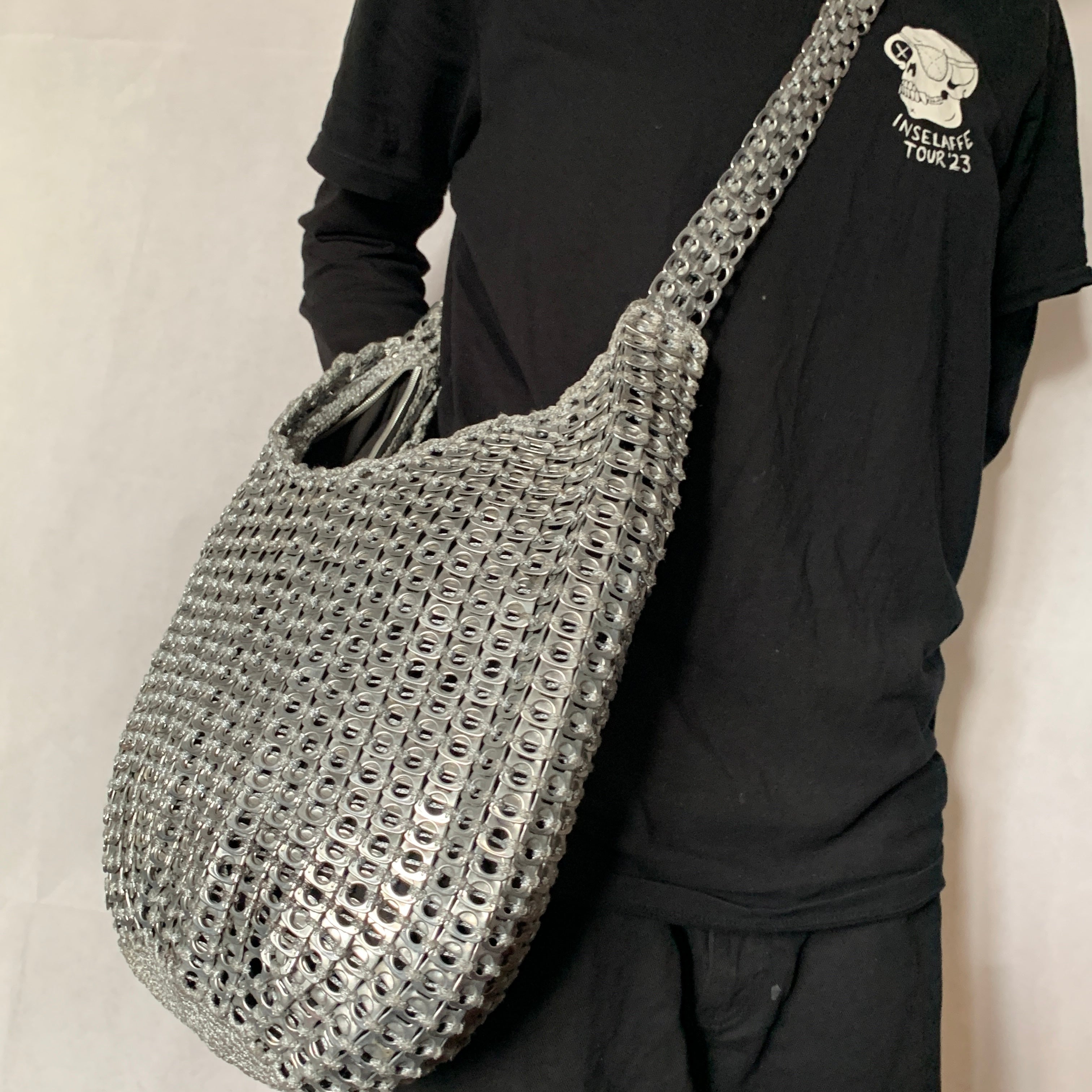 Silver Skye Shoulder Bag by Soda Pop - Handmade with Metallic Upcycled Ring-Pulls