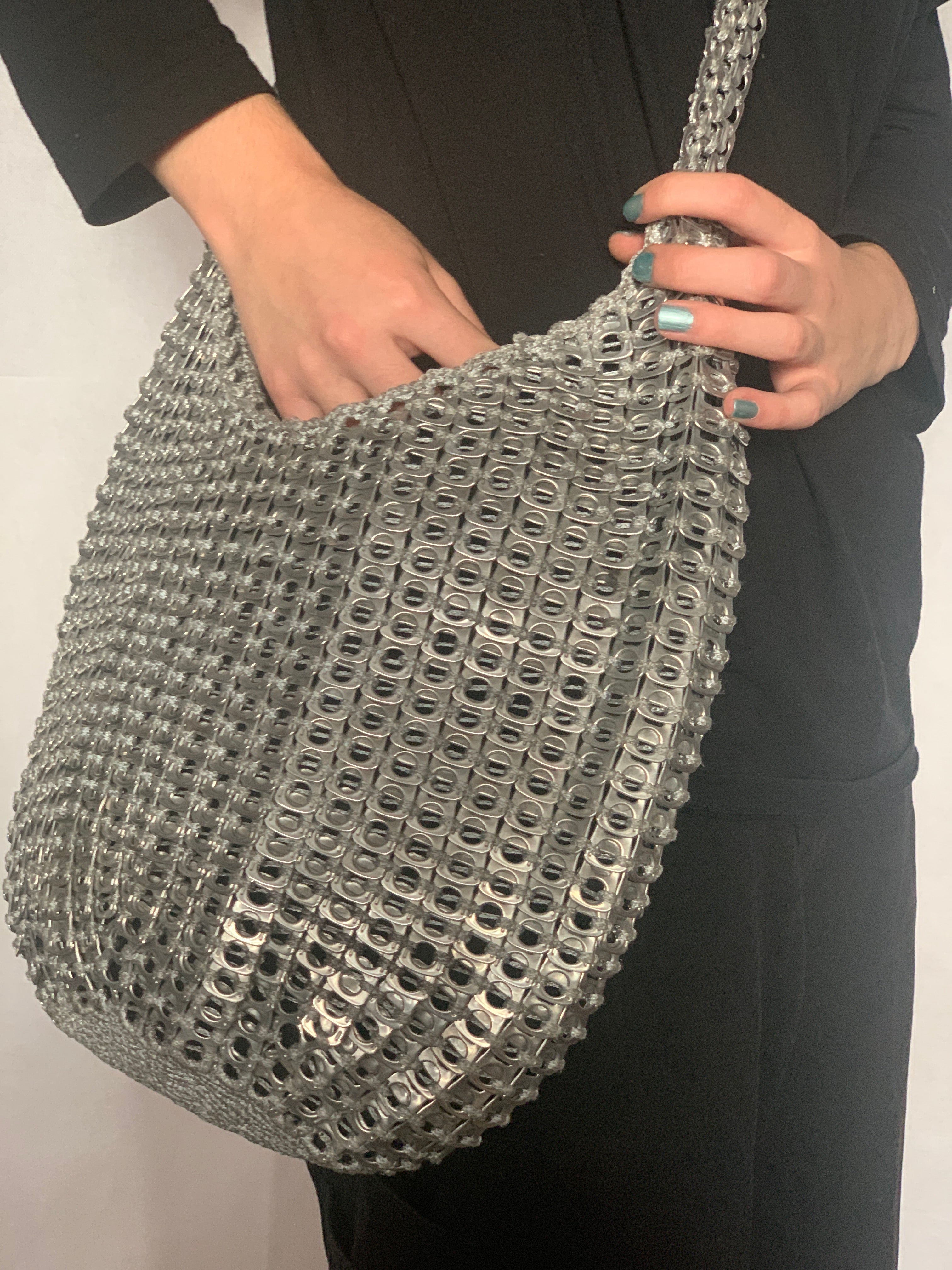 Silver Skye Shoulder Bag by Soda Pop - Handmade with Metallic Upcycled Ring-Pulls