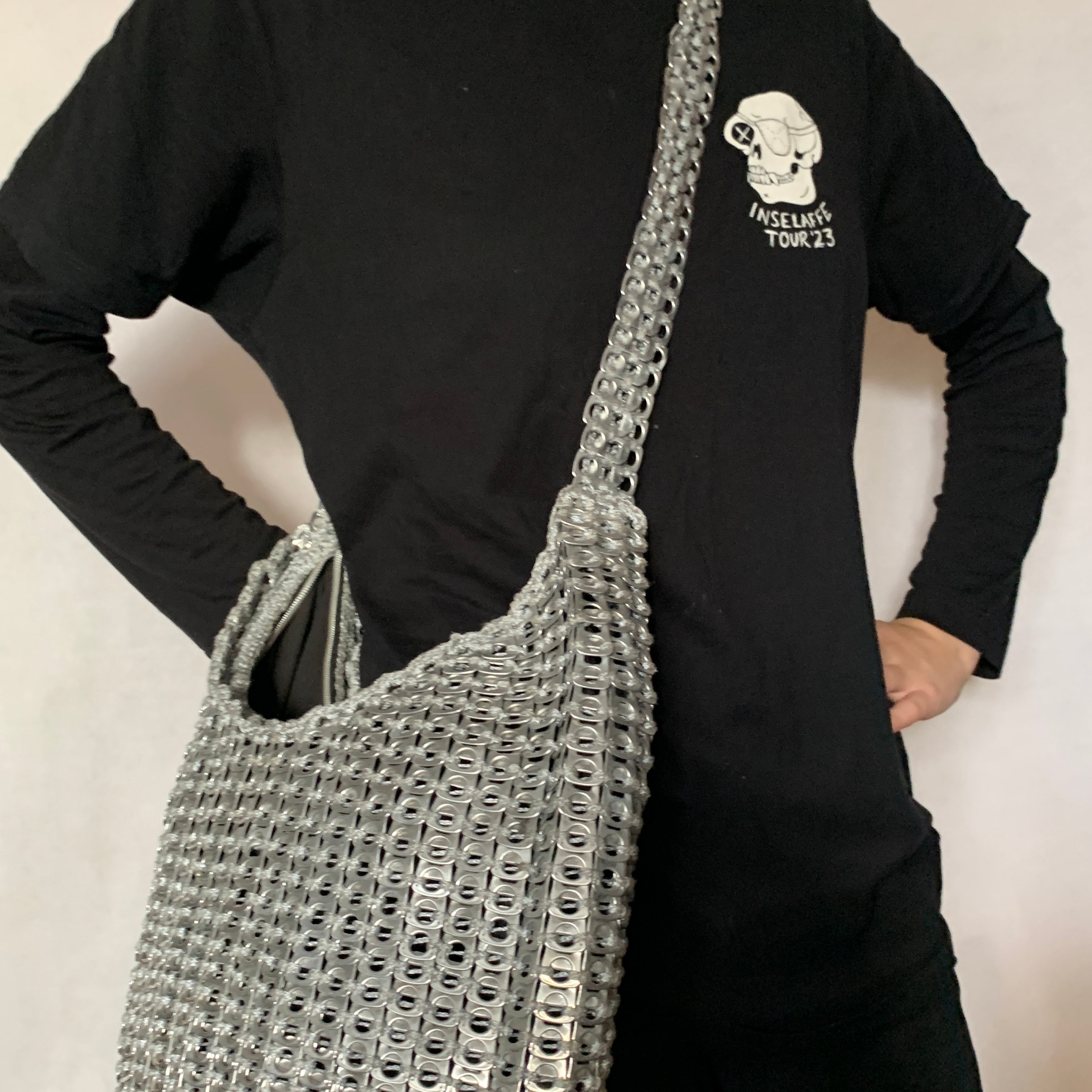 Silver Skye Shoulder Bag by Soda Pop - Handmade with Metallic Upcycled Ring-Pulls