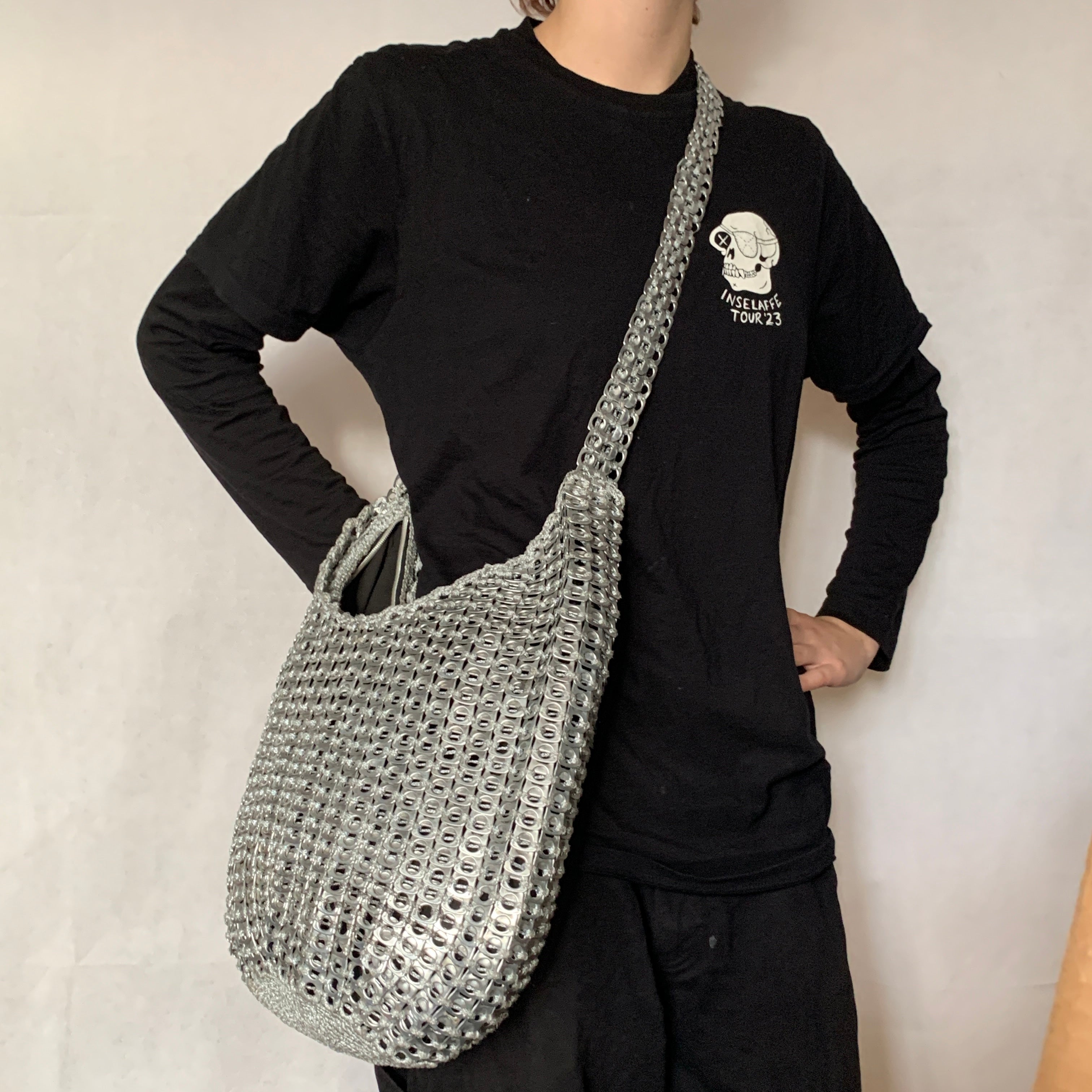 Silver Skye Shoulder Bag by Soda Pop - Handmade with Metallic Upcycled Ring-Pulls