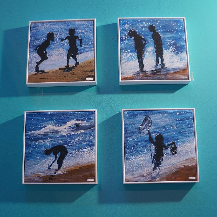 Print - Set Of Four Kids Beside The Seaside  Smart Deco Homeware Lighting and Art by Jacqueline hammond
