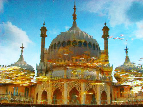 Acid Pavilion Series - Brighton Pavilion on Fire  Smart Deco Homeware Lighting and Art by Jacqueline hammond