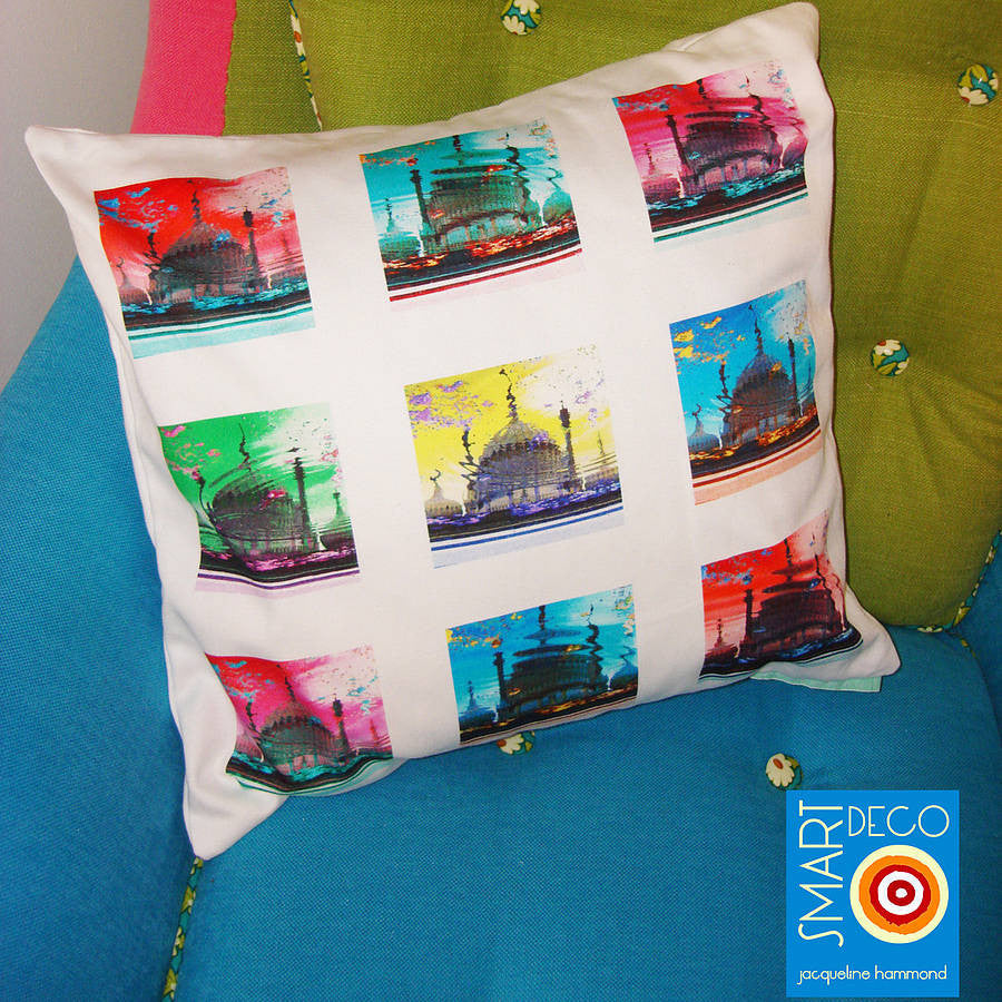 Pop Art Acid Pavilion Print Cushion Cover  Smart Deco Homeware Lighting and Art by Jacqueline hammond
