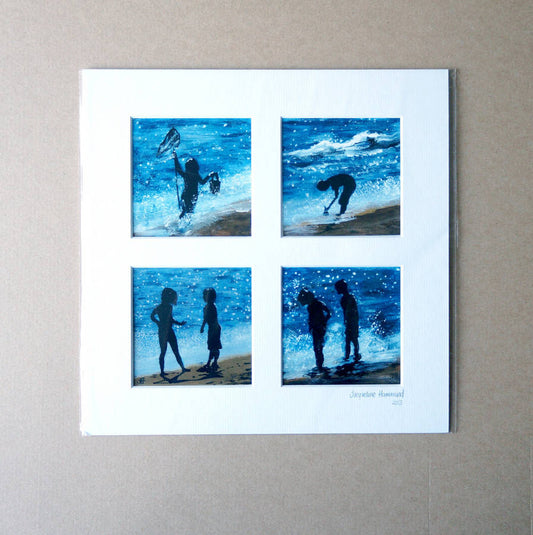 Print - Set Of Four Kids Beside The Seaside  Smart Deco Homeware Lighting and Art by Jacqueline hammond
