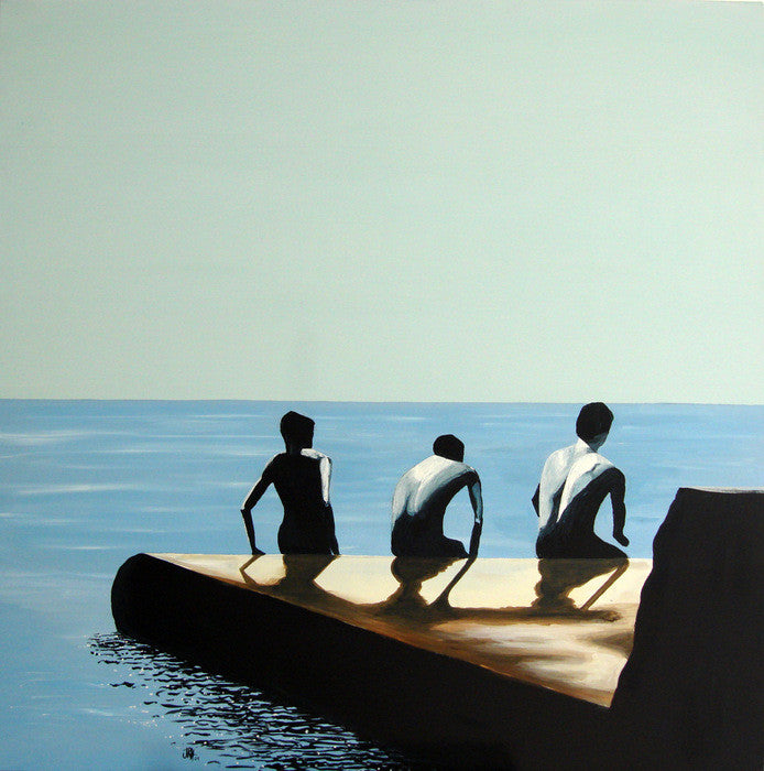 Painting - Back Off - The Groyne Series 100x100cm (SOLD)  Smart Deco Homeware Lighting and Art by Jacqueline hammond
