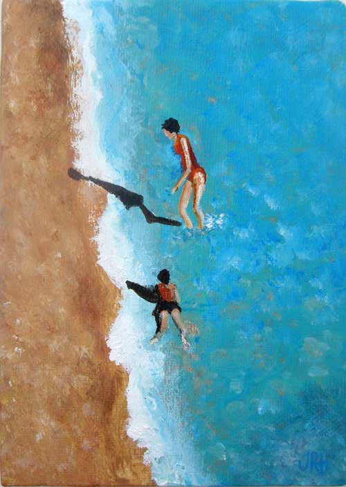 Original Painting - A Little Piece of the Beach - Orange Swim (SOLD)  Smart Deco Homeware Lighting and Art by Jacqueline hammond