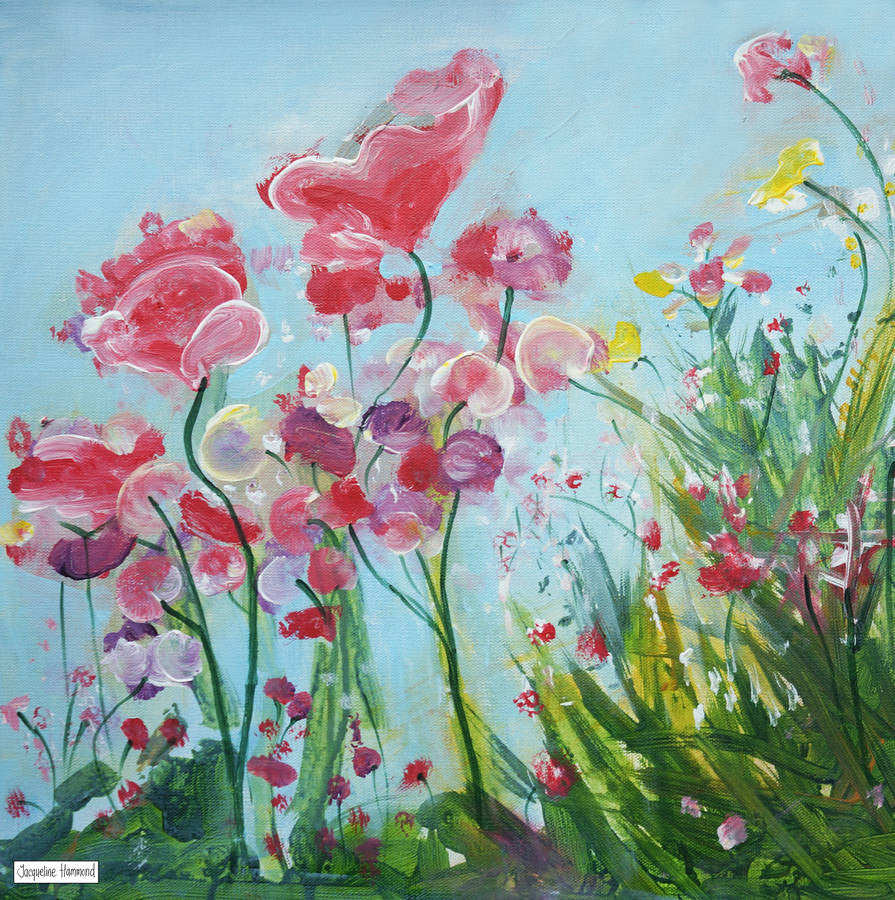 Print of Painting Country Garden Flowers By Jacqueline Hammond  Smart Deco Homeware Lighting and Art by Jacqueline hammond